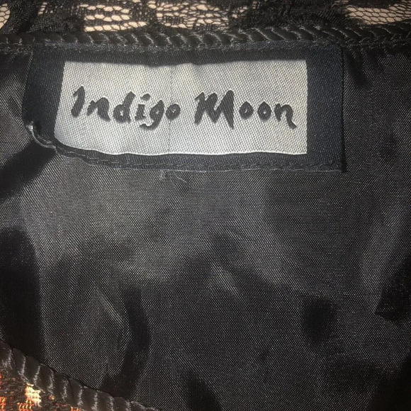 INDIGO MOON Sz 1X Women's Black &Beige Chenille Brocade Patterned Cheetah Jacket - Picture 2 of 7